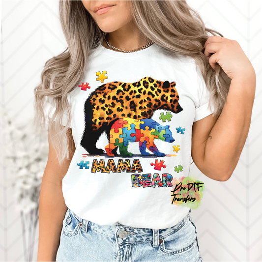 AA72 Autism Mama Bear Full Color DTF Transfer - Pro DTF Transfers