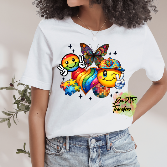 AA80 Autism Peace Love Full Color DTF Transfer - Pro DTF Transfers