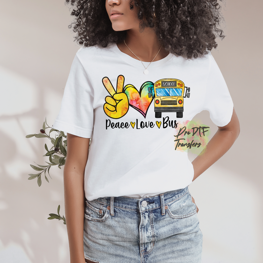BD13 Peace Love Bus Driver Full Color DTF Transfer - Pro DTF Transfers