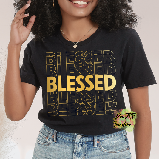 BH276 Blessed Stacked Gold Full Color DTF Transfer - Pro DTF Transfers
