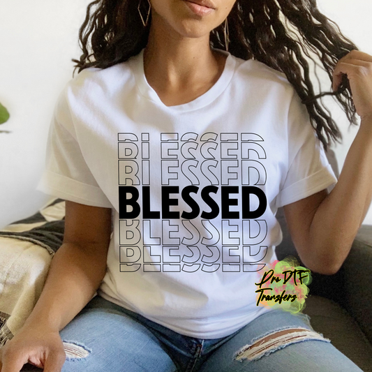 BH277 Blessed Stacked Blk Text Full Color DTF Transfer - Pro DTF Transfers