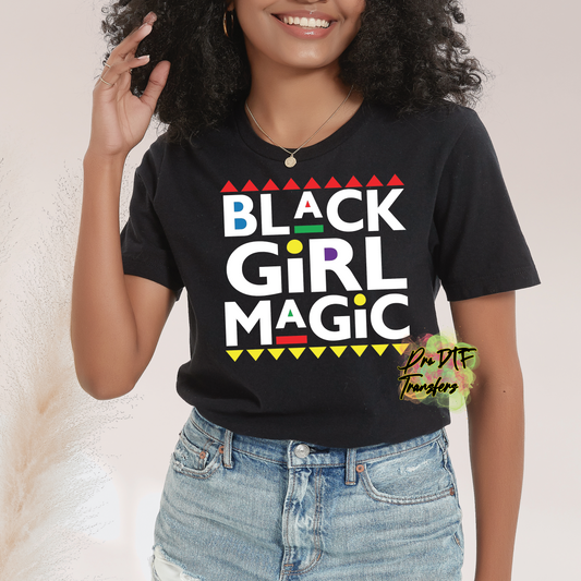 BH78 Black Girl Magic White Text Full Color DTF Transfer - Pro DTF Transfers
