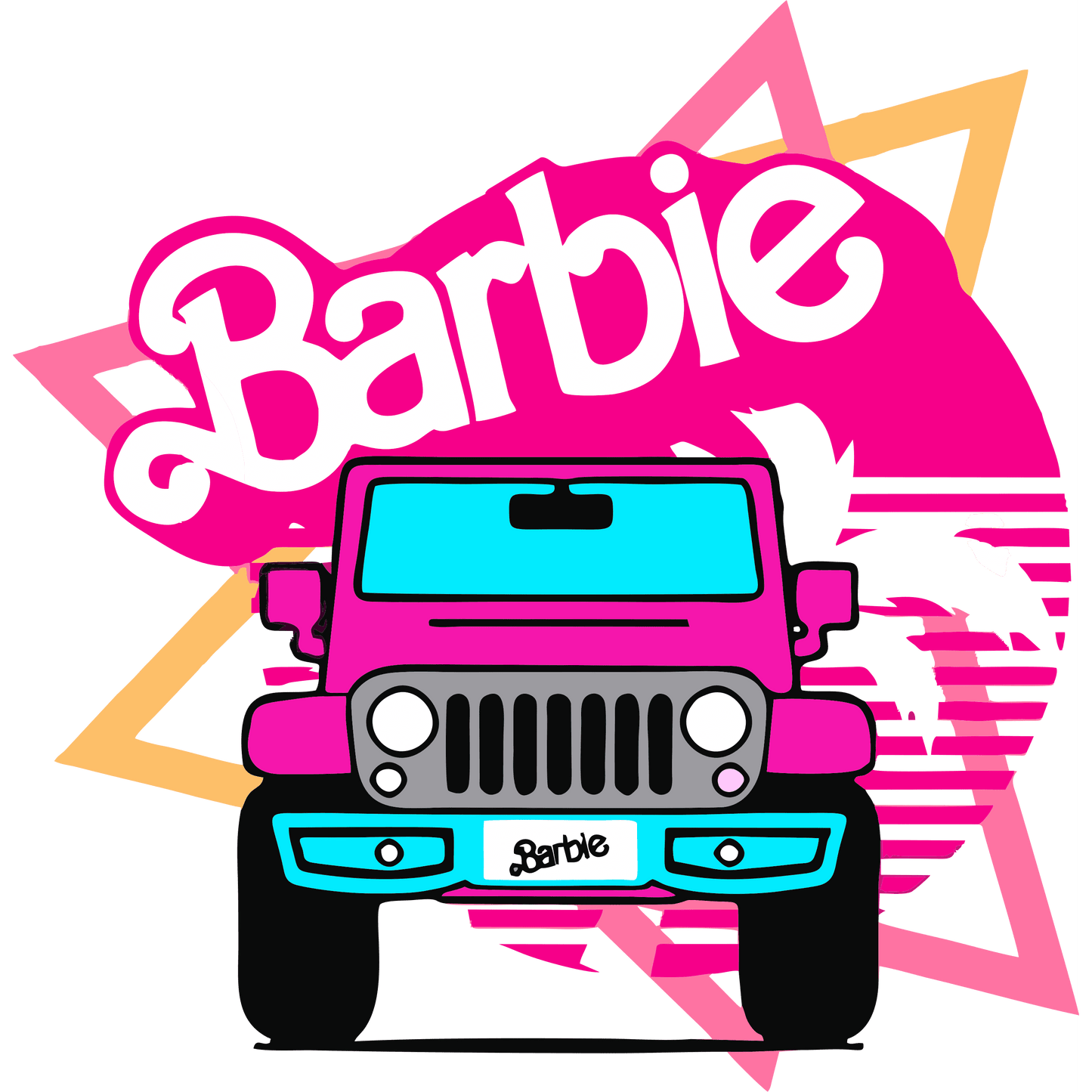 BRB12 Barbie Jeep Full Color DTF Transfer - Pro DTF Transfers