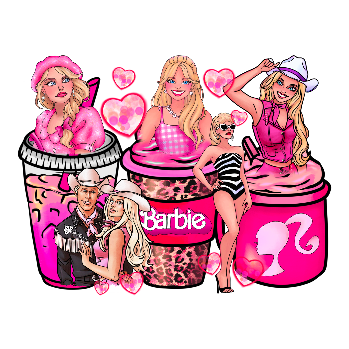 BRB36 Barbie Latte Full Color DTF Transfer - Pro DTF Transfers