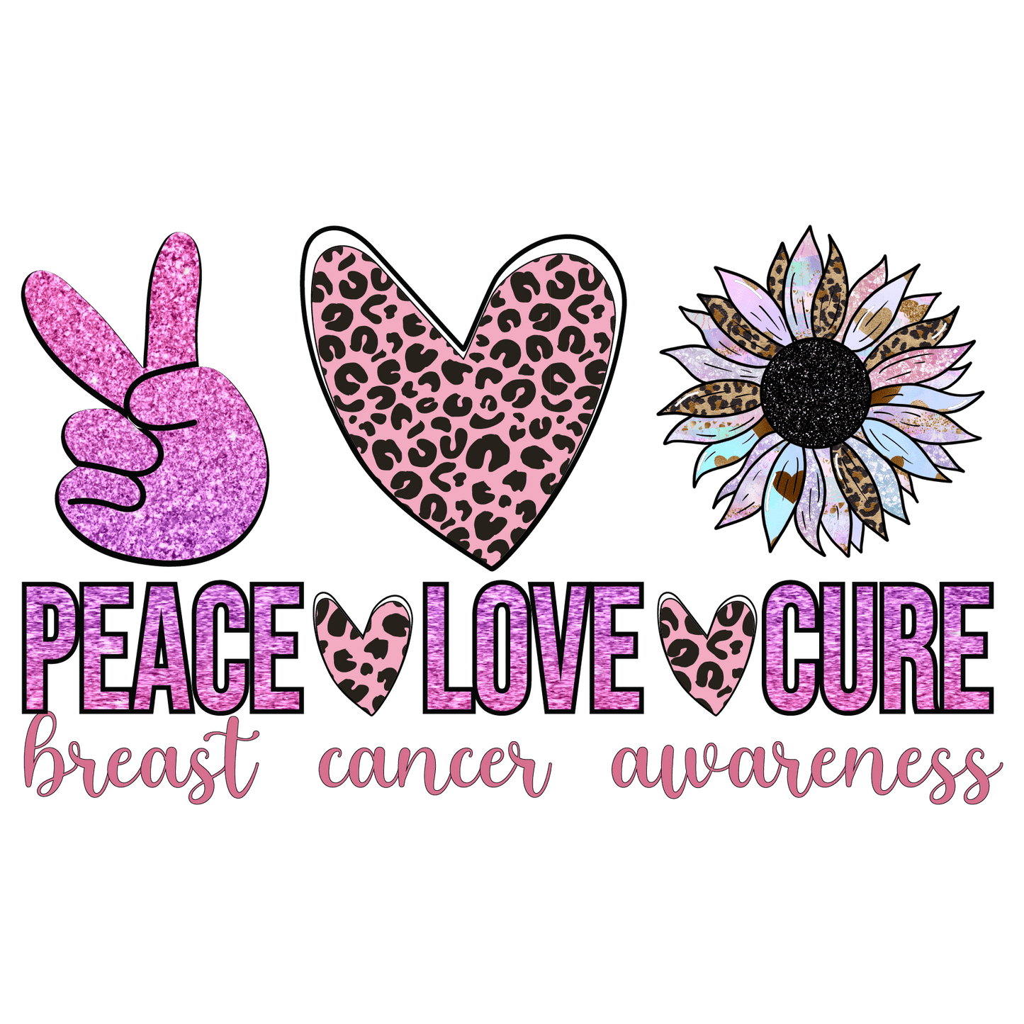 CA11 Peace Love Cure Full Color DTF Transfer - Pro DTF Transfers
