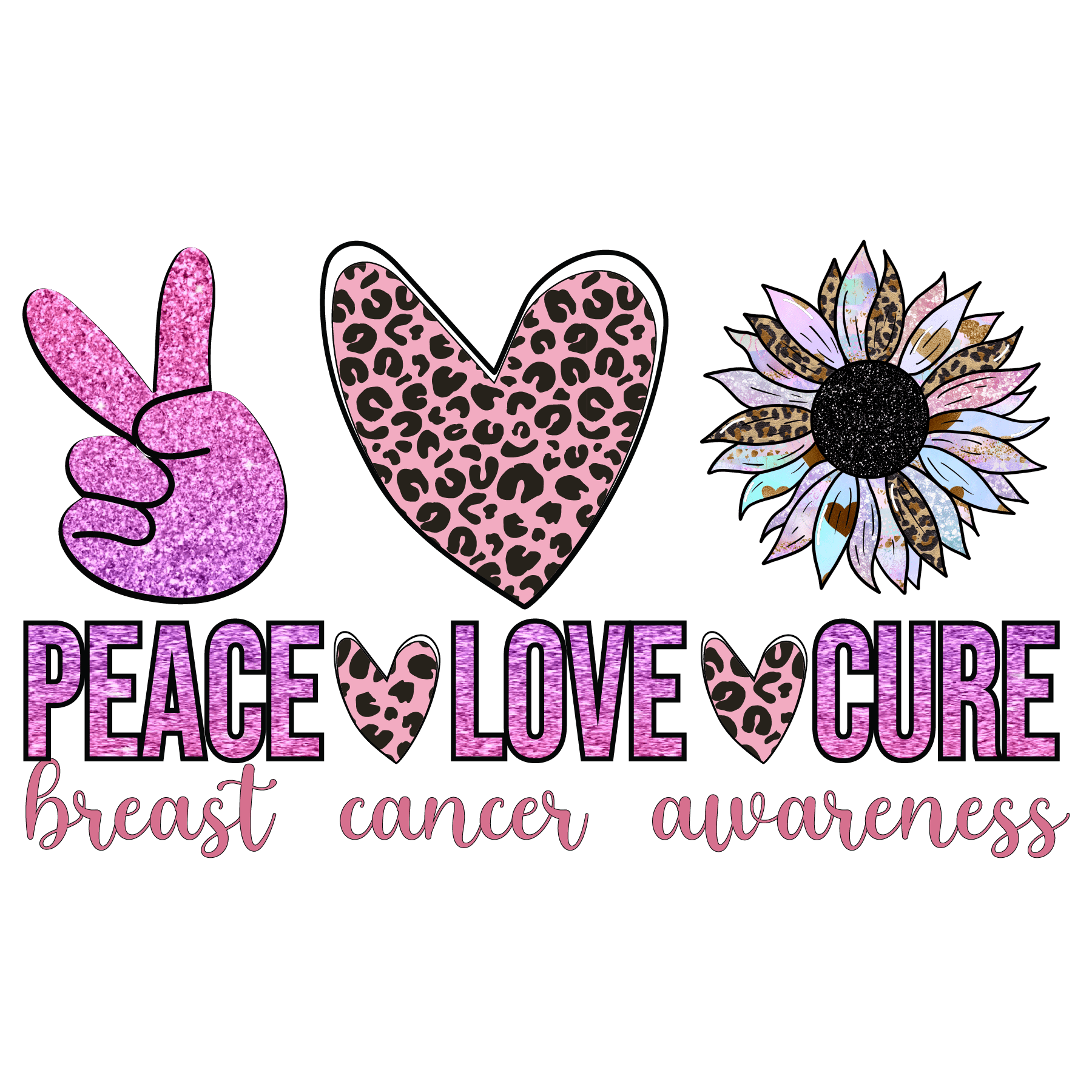CA11 Peace Love Cure Full Color DTF Transfer - Pro DTF Transfers
