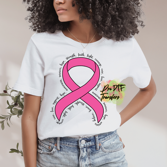 CA63 Breast Cancer Ribbon Full Color DTF Transfer