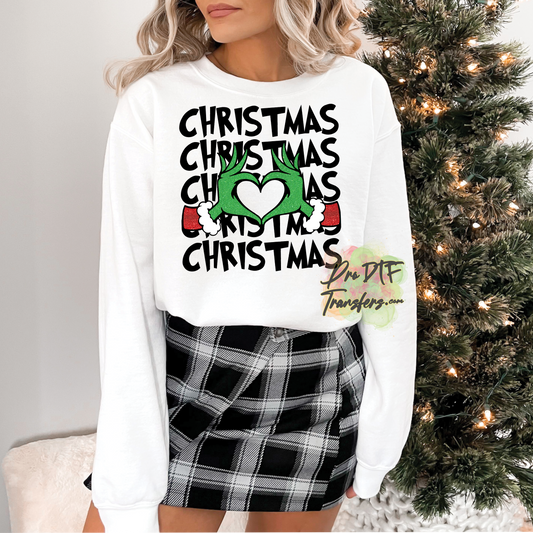 CM116 Grinch Heart Merry Christmas Full Color DTF Transfer - Pro DTF Transfers