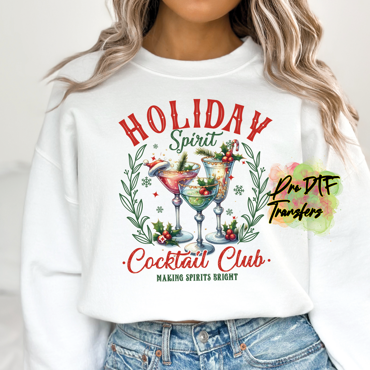 CM153 Holiday Spirit Cocktail Club Full Color DTF Transfer