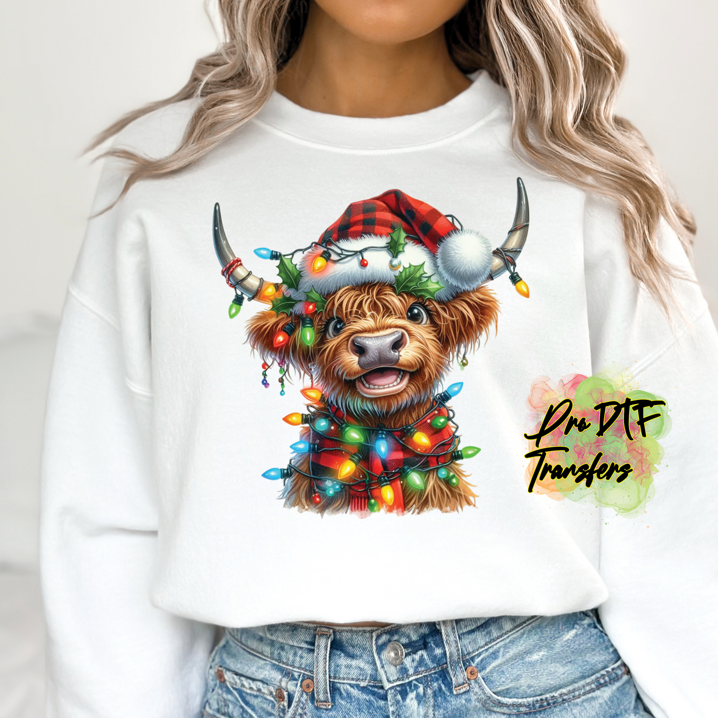 CM196 Highland Cow Santa Full Color DTF Transfer