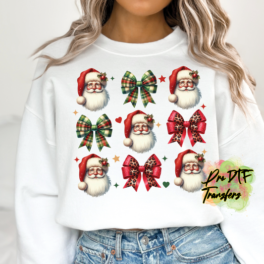 CM202 Santa and Bows Full Color DTF Transfer