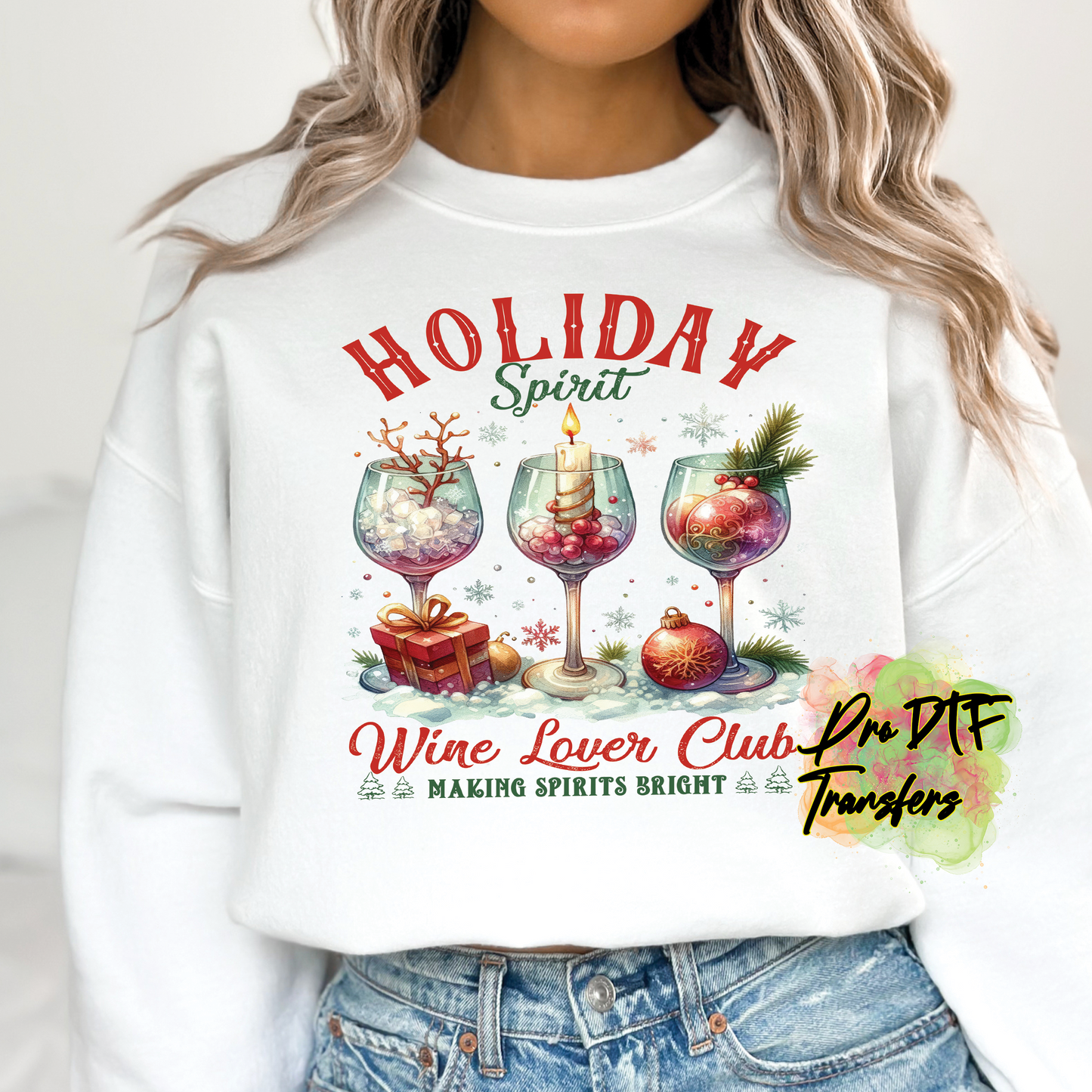 CM212 Holiday Spirit Wine Club Full Color DTF Transfer