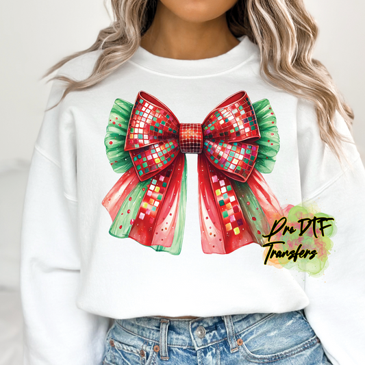 CM222 Red Green Bow Full Color DTF Transfer