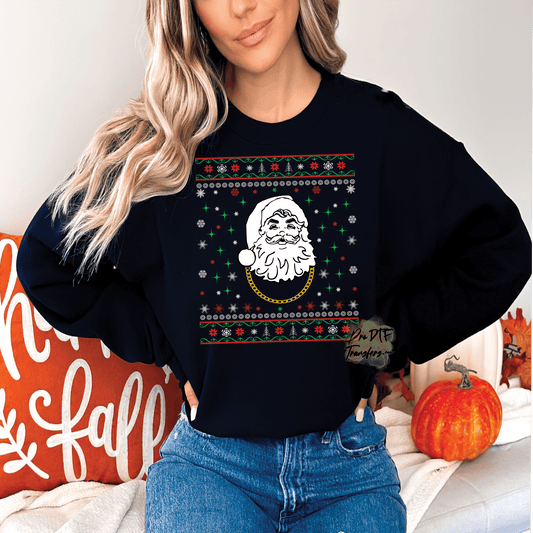 CM39 Christmas Santa Ugly Sweater Full Color DTF Transfer - Pro DTF Transfers