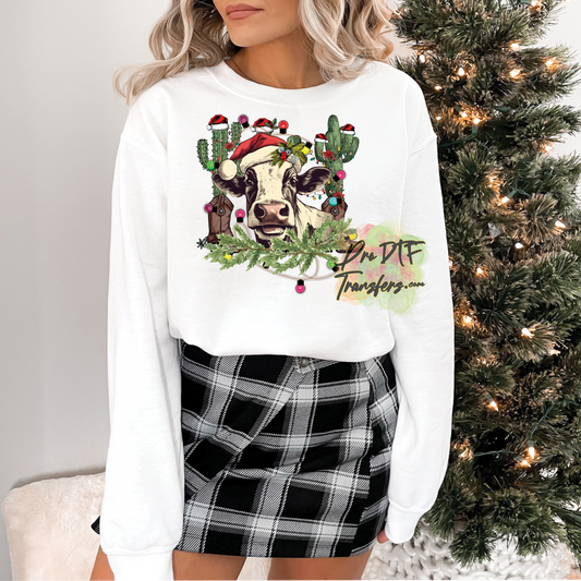 CM62 Cow Christmas Full Color DTF Transfer - Pro DTF Transfers