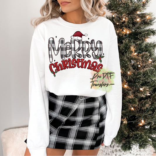 CM88 Merry Christmas Plaid Full Color DTF Transfer - Pro DTF Transfers