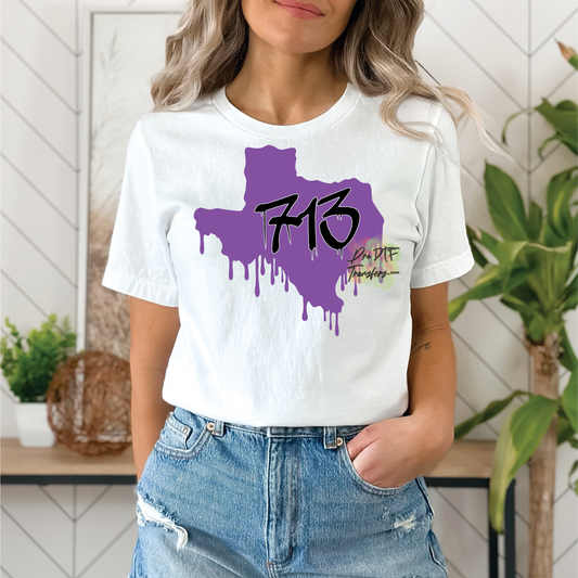 HT25 Purple Drip Texas 713 Full Color DTF Transfer - Pro DTF Transfers