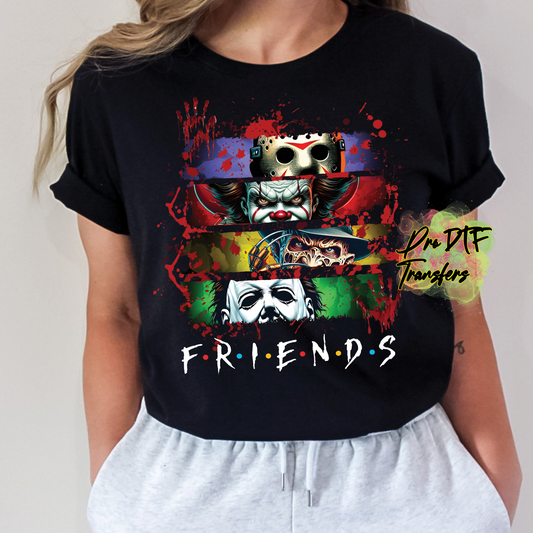 HW386 Friends Halloween Wht Txt Full Color DTF Transfer