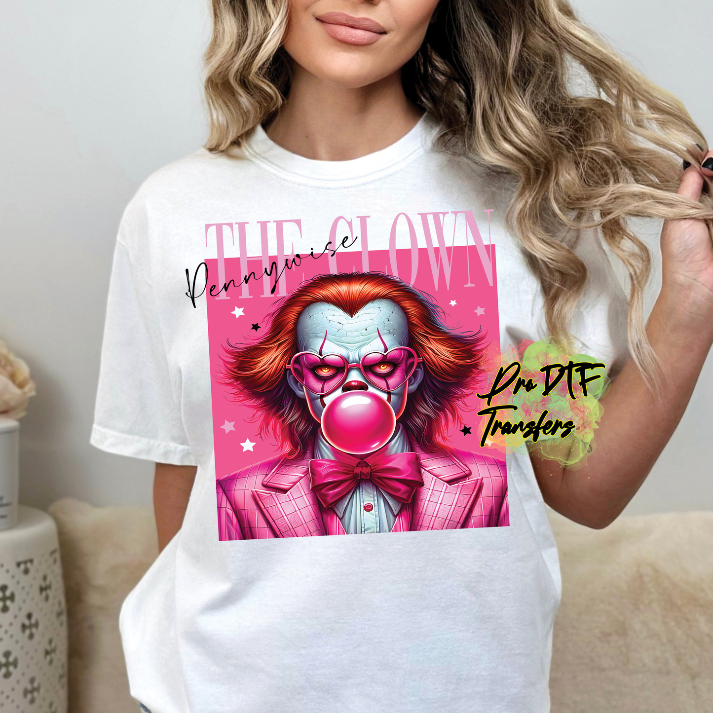 HW391 The Clown Pink Full Color DTF Transfer