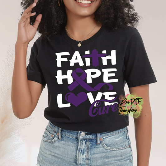 LP2 Lupus Faith Hope Love Wht Txt Full Color DTF Transfer - Pro DTF Transfers