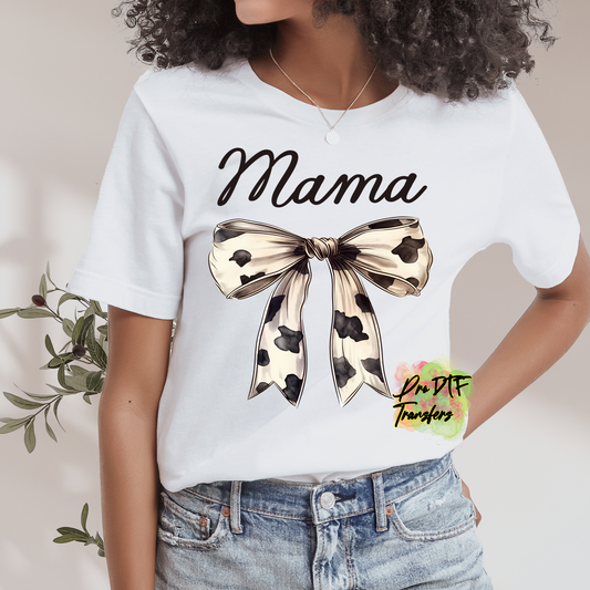 MD24 Mama Bow Tie Cow Print Full Color DTF Transfer - Pro DTF Transfers