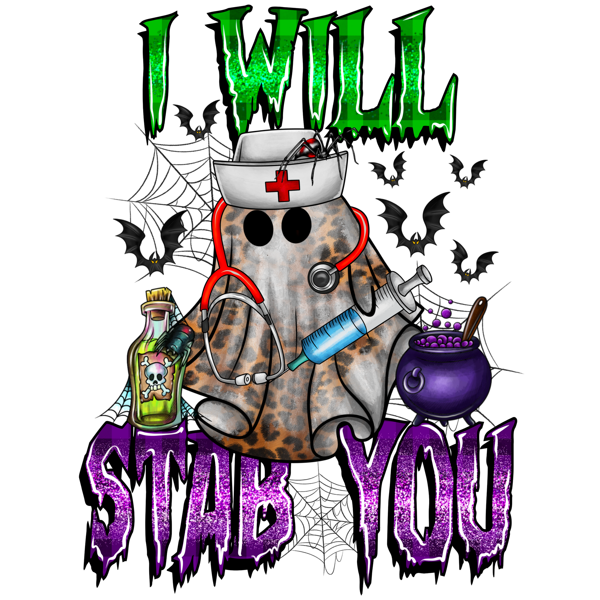 N182 I Will Stab You Nurse Halloween Full Color DTF Transfer - Pro DTF Transfers