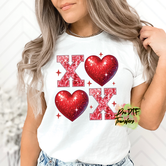 VD338 XOXO Hearts Full Color DTF Transfer