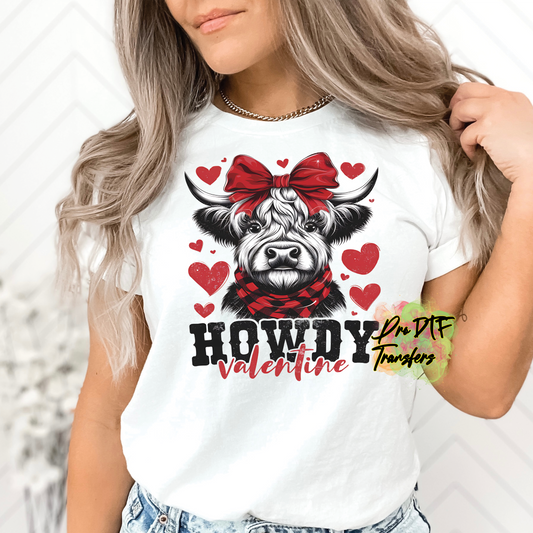 VD358 Howdy Valentine Cow Full Color DTF Transfer