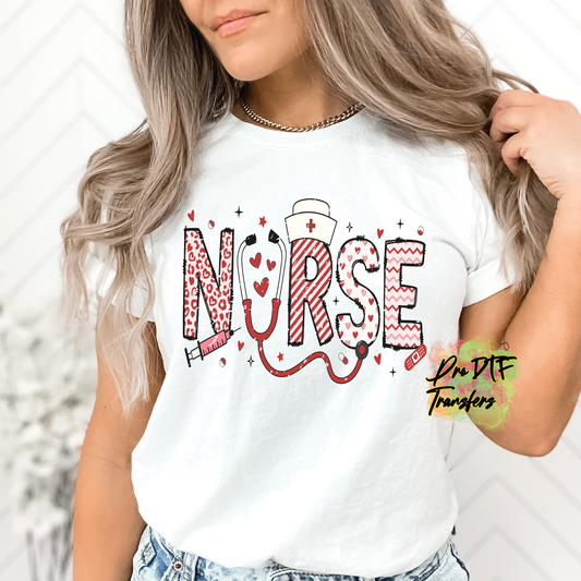 VD360 Distressed Design Nurse Valentine Full Color DTF Transfer