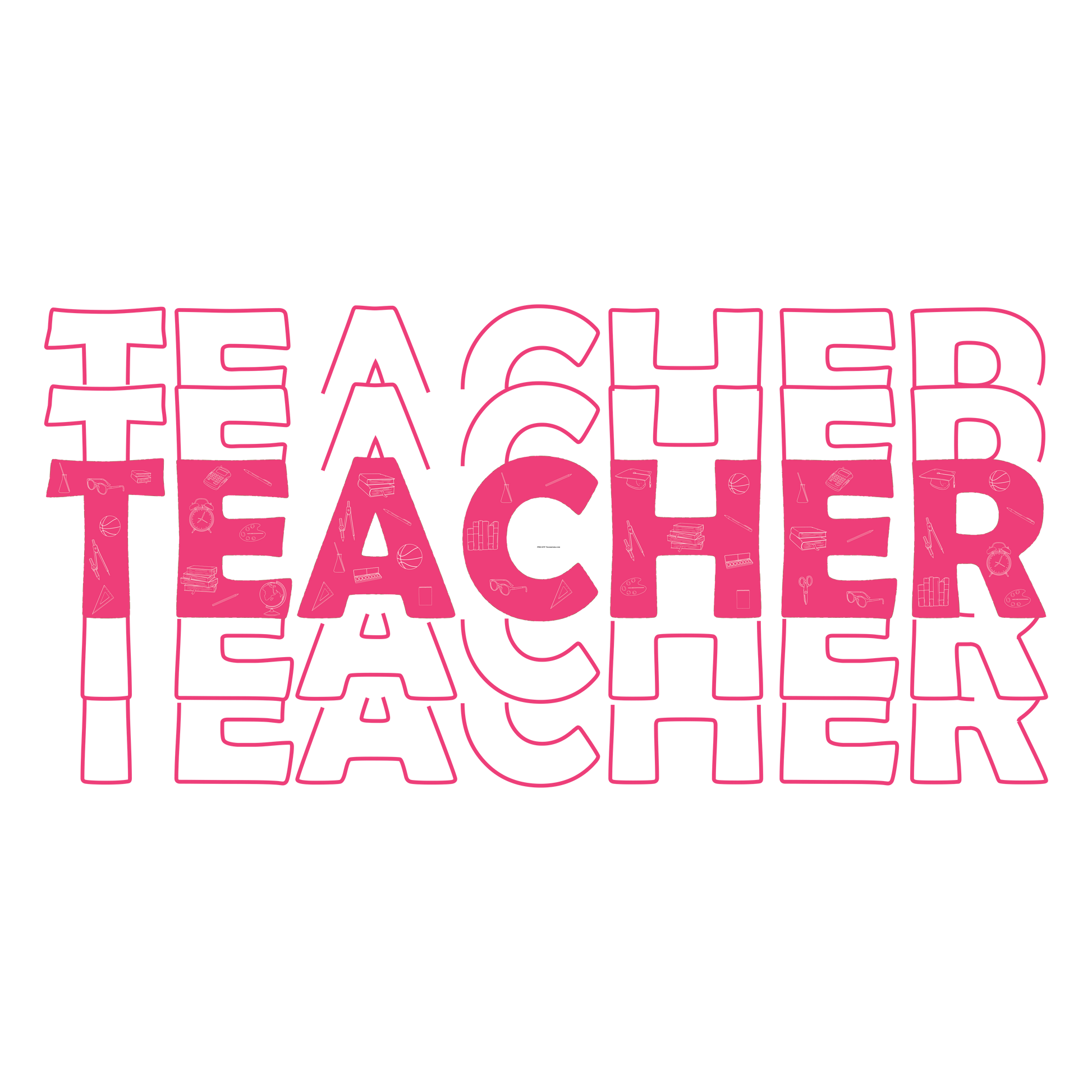 Teacher Teacher Pink Full Color DTF Transfer - Pro DTF Transfers