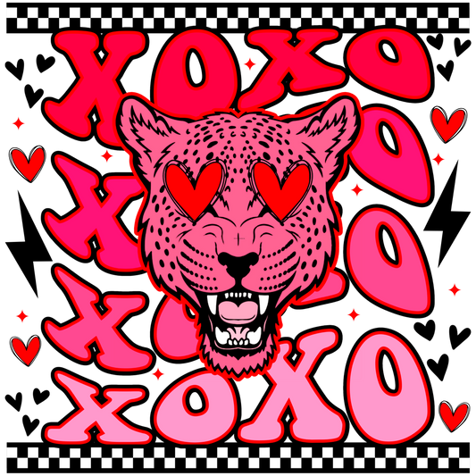 Retro Pink Cat XOXO Full Color Transfer - Pro DTF Transfers