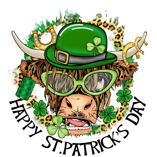 Highland Cow St Patrick Full Color DTF Transfer - Pro DTF Transfers