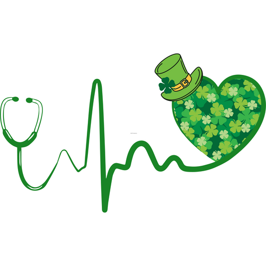 Nurse Heart St Patrick's Day Full Color DTF Transfer - Pro DTF Transfers