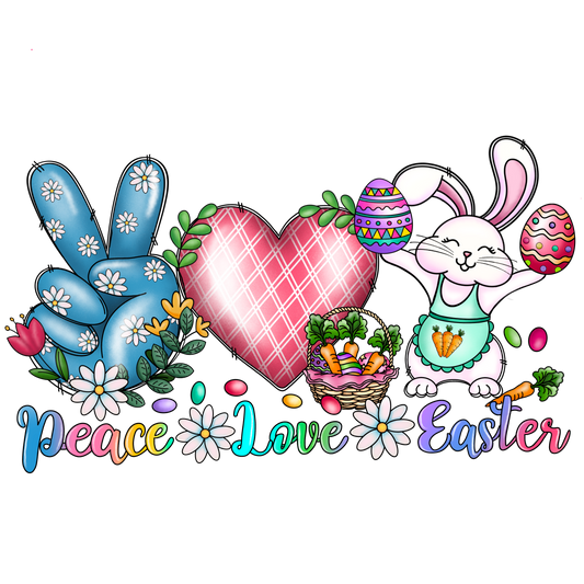 E20 Peace Love Easter Full Color DTF Transfer - Pro DTF Transfers