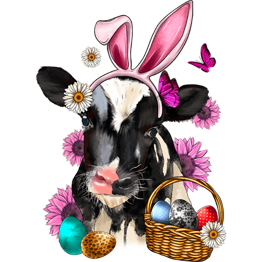 E29 Easter Cow Full Color DTF Transfer - Pro DTF Transfers