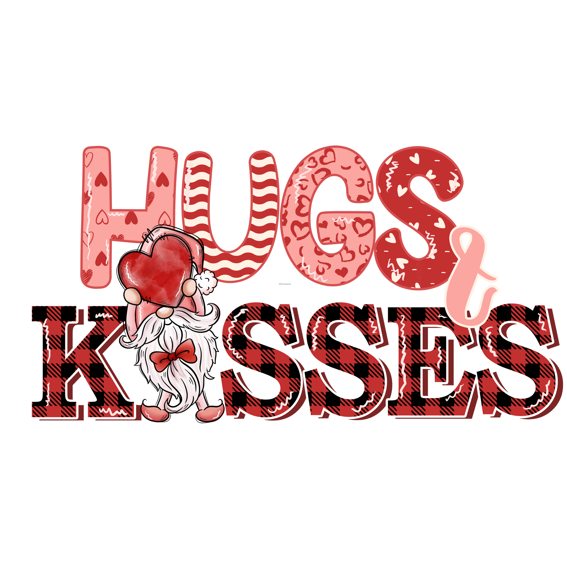 Gnome Hugs and Kisses Full Color Transfer - Pro DTF Transfers