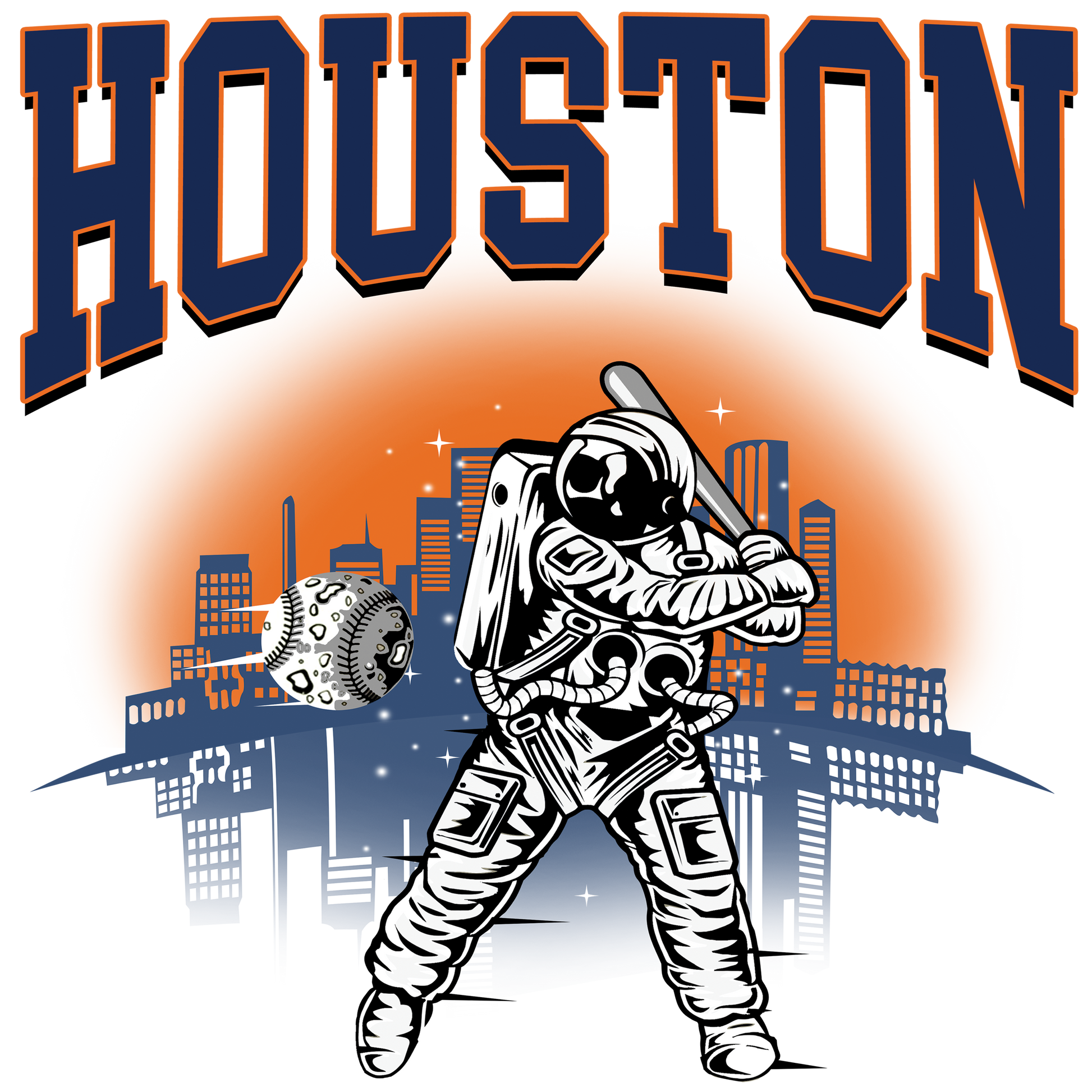 HT2 Houston Astronaut Baseball Full Color DTF Transfer - Pro DTF Transfers