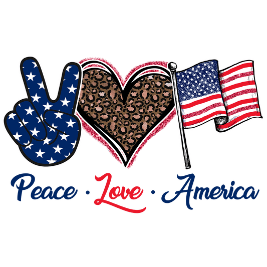J5 Peace Love America Full Color DTF Transfer - Pro DTF Transfers