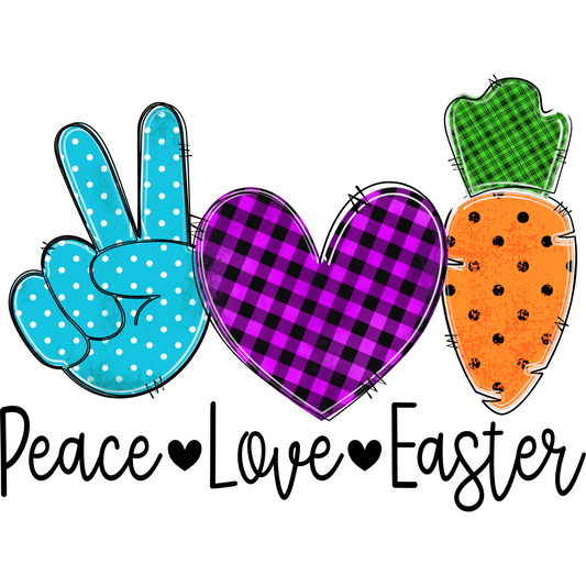 E112 Peace Love Easter Full Color DTF Transfer - Pro DTF Transfers