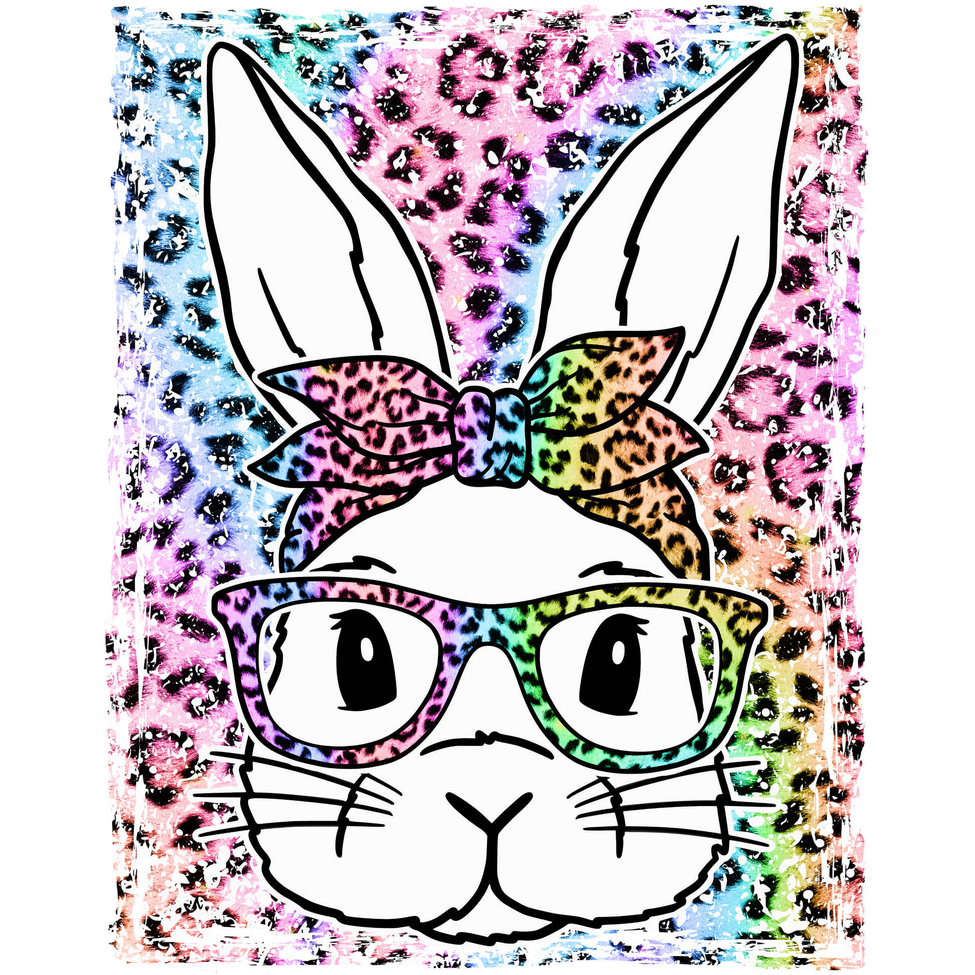 Colored Leopard Bunny Full Color DTF Transfer - Pro DTF Transfers