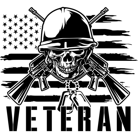 V21 US Veteran Skull Full Color DTF Transfer - Pro DTF Transfers