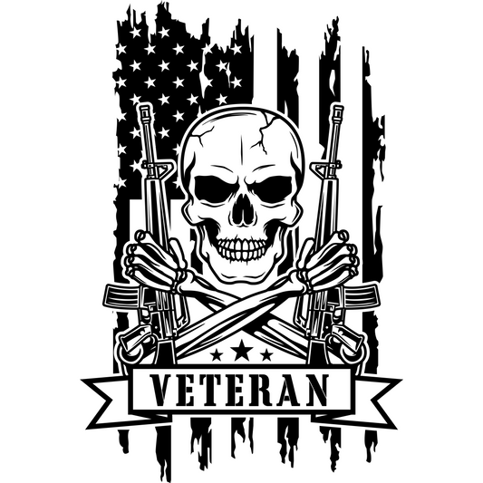 V20 US Veteran Skull 2 Full Color DTF Transfer - Pro DTF Transfers