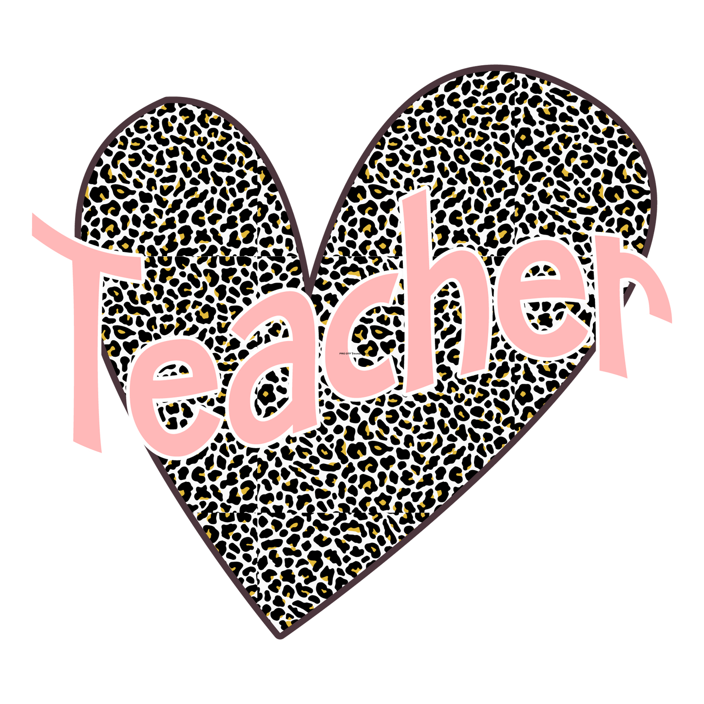 Teacher Leopard Heart Full Color DTF Transfer - Pro DTF Transfers