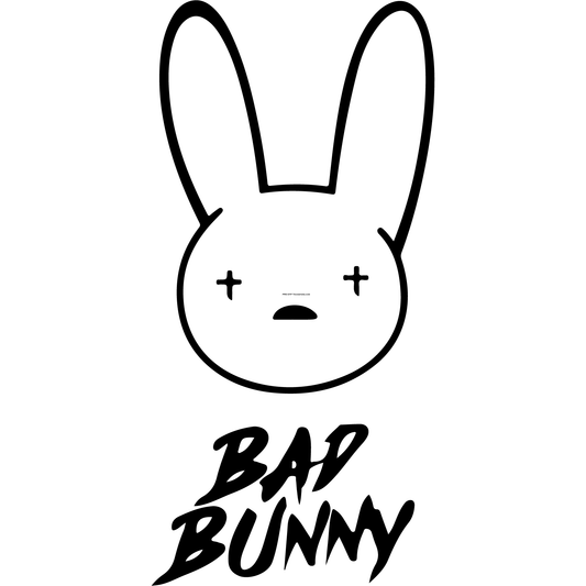 Bad Bunny Black and White Full Color DTF Transfer - Pro DTF Transfers