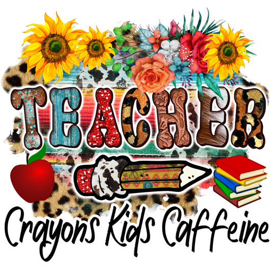 T5 Teacher Kids and Caffeine Full Color DTF Transfer - Pro DTF Transfers