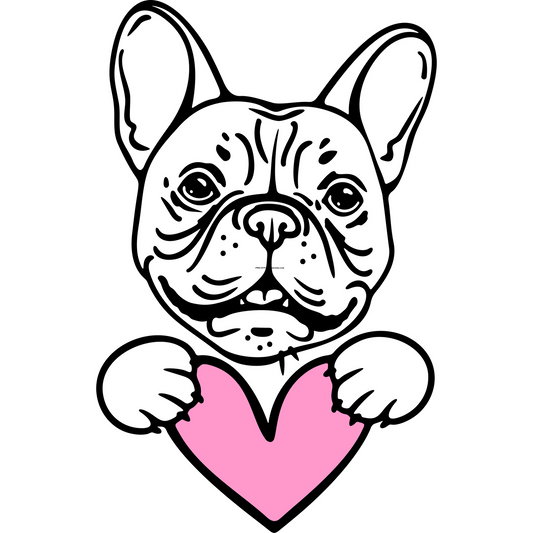 Frenchie Heart Full Color Transfer - Pro DTF Transfers