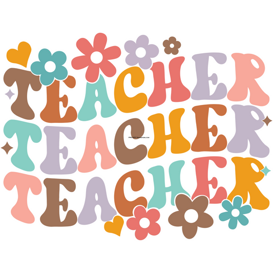 Teacher Teacher Teacher Retro Full Color DTF Transfer - Pro DTF Transfers