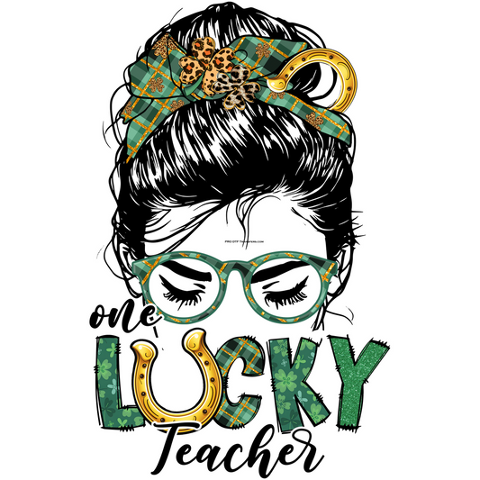 Mama Lucky Teacher Horseshoe Clover Full Color DTF Transfer - Pro DTF Transfers