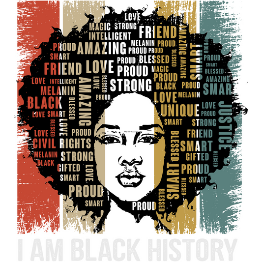BH102 Black History Woman Distressed Background Full Color DTF Transfer - Pro DTF Transfers